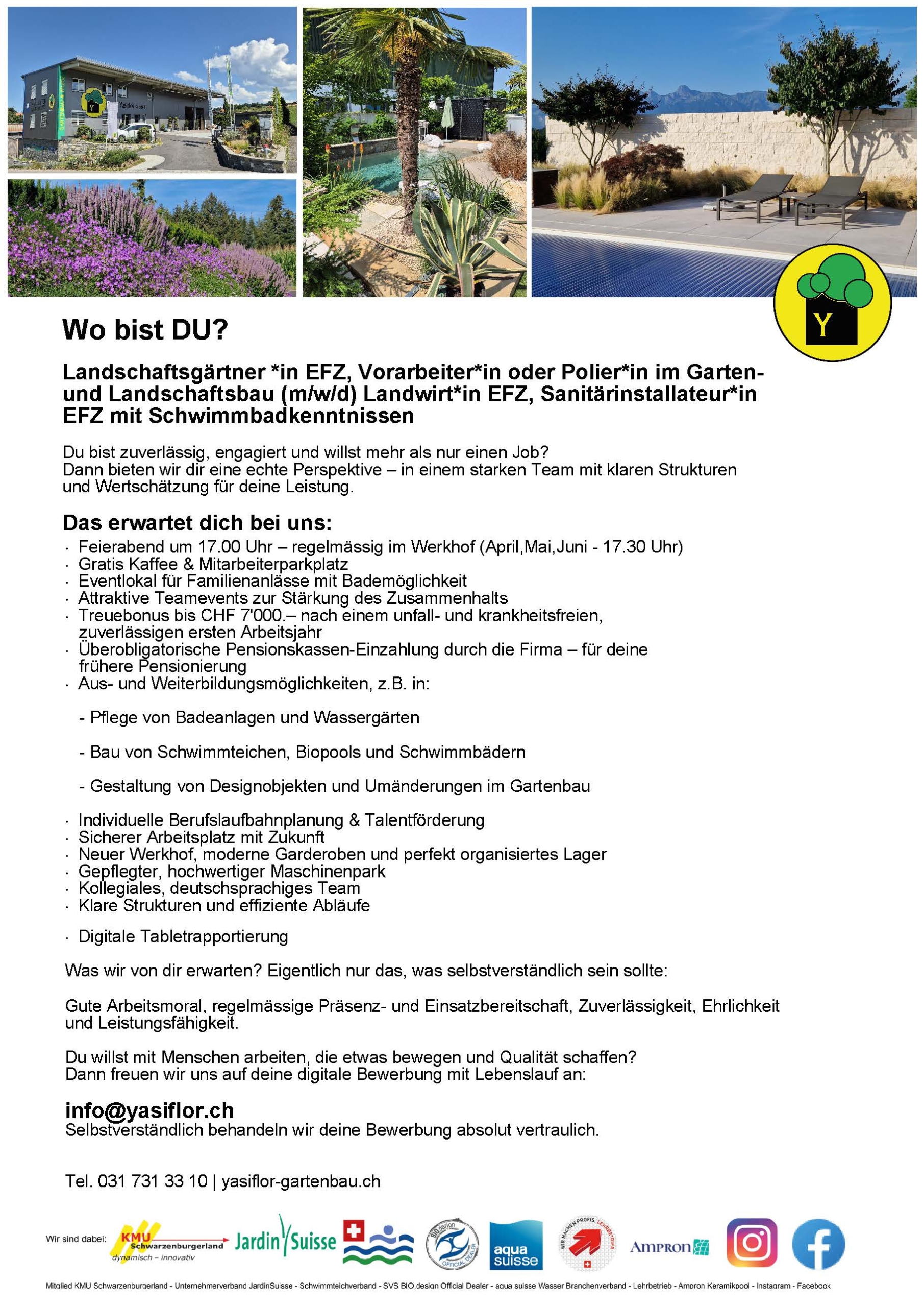 InseratLandschaftsgärtner_03.26 Landschaftsgärtner offene Stelle Schwarzenburg