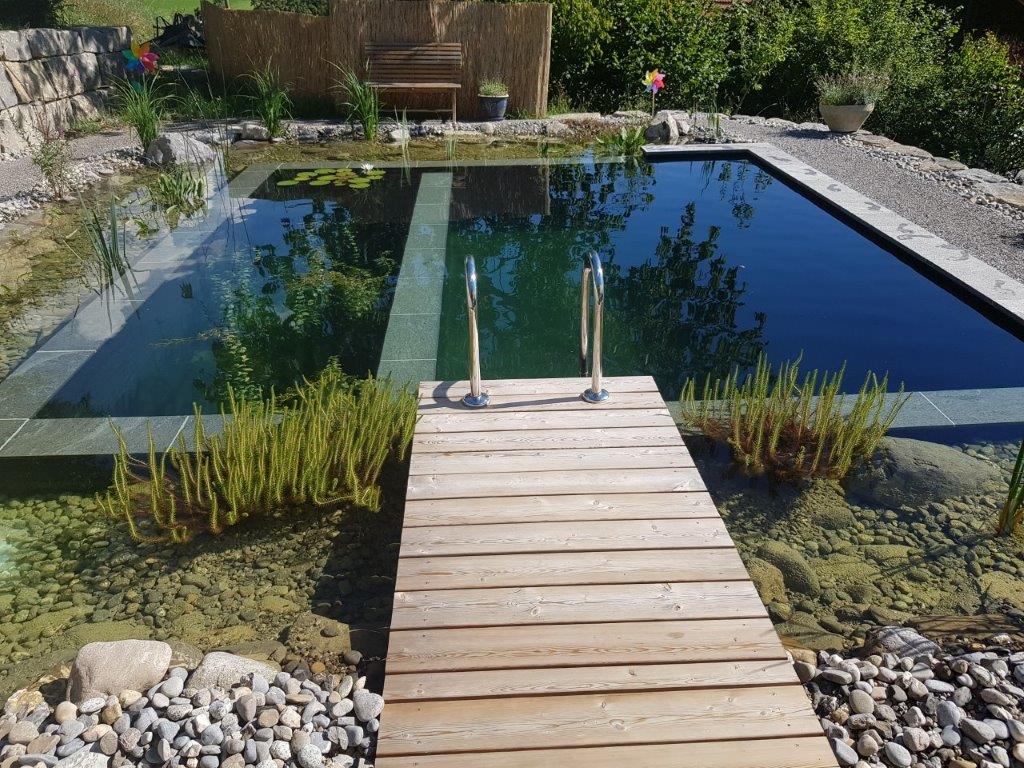 Schwimmteich mit Holzdeck